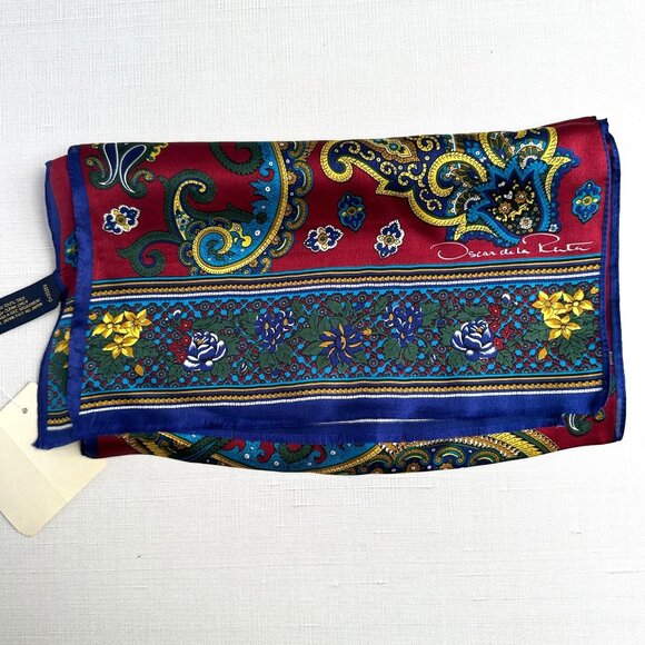 Oscar de la Renta Paisley Scarf NWT - Picture 7 of 10